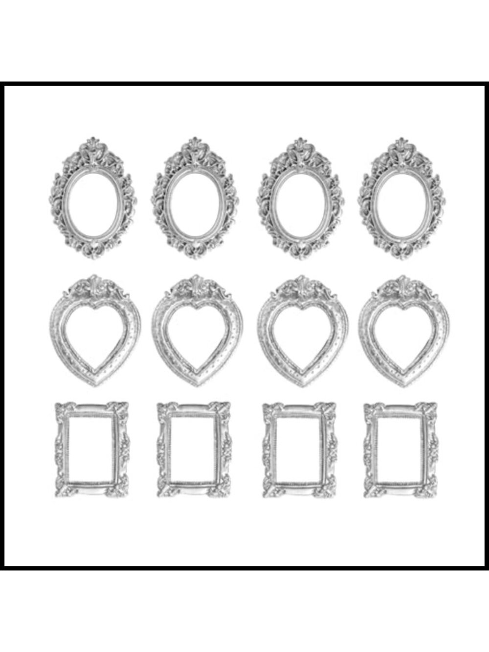 Mini Vintage Picture Frames 12pc Baroque Resin Wall Tabletop Decor Crafts